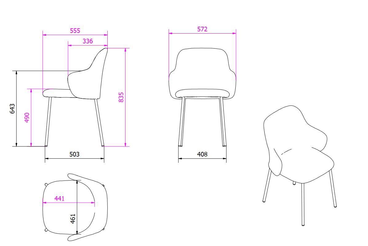 Dimensions of the Vivian Bontempi Casa armchair